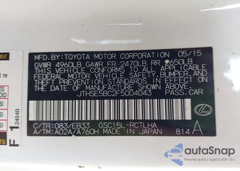 2015 Lexus Rc 350 z USA, uszkodzony, nr VIN JTHSE5BC2F5004043